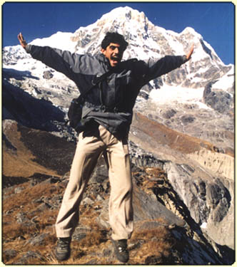 Annapurna Base Camp Trek - Rajan jumping for fun 2001