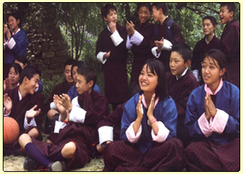 Bhutan Tour, students in Bhutan enjoying the game