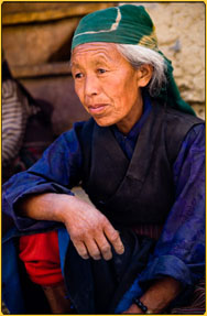 Face of tIbetan woman from Mustang nepal